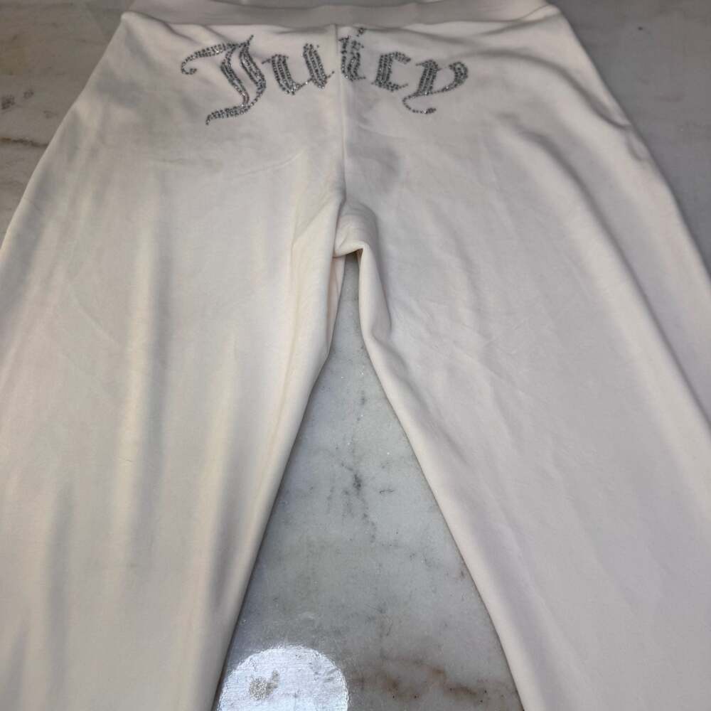 Juicy Couture OG Bling Velour White Track Pants